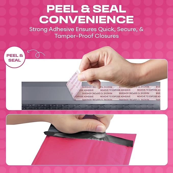 Hot Pink Poly Bubble Mailers 7.25x12 inch #1 | Self Seal Padded Envelopes | Cushioned Bubble Mailer | Usable Size 7.25x11 | WaterProof | Lightweight mailing Shipping Bags | 200 Pack Bulk