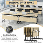 Conference Table,55.1''Folding Conference Room Table for 4-12 People,Mobile Flip Top MeetingTraining Table with Different Coulor and Styles for Offices, Classrooms,Meeting Room (4, 61''G)