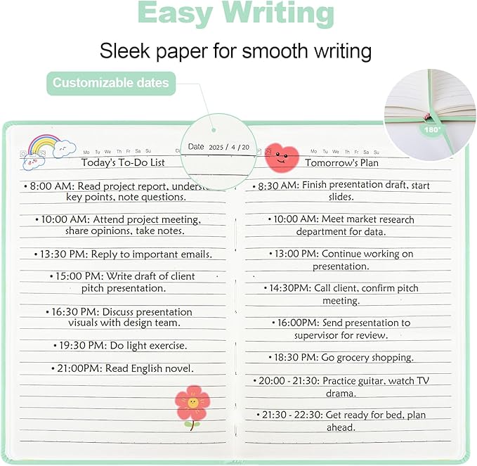 SUQJOY Lined Journal Notebooks for Writing, 100 GSM Thick Paper, 1 Pack Hardcover Notebooks, A5 College Ruled Notebook, Journaling Notebook for School/Travel/Office (Light Green- 1 Pack)