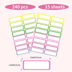 STARLIBOO Removable Labels, Removable Colored Labels Stickers,1x3 Inch Rectangular Stickers, Water/Oil/Tear Resistant for Food Containers/Classroom/Storage (8 Colors, 240 Labels)
