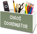 XPH Chaos Coordinator Green Pen Pencil Holder Organizer for Desk, Thank You Gifts for Women Men Coworkers Boss Leader Manager, Appreciation Gifts Wooden Box Sign for Office Tabletop Decorations