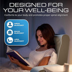 Kolbs Wedge Reading Pillow for Bed, Cushion with Arms for TV, Books, Nursing, Back - Bed Pillow for Sitting Up in Comfort, Plush Backrest. Bed Chair, Sit Up in Comfort (19" Gray/White)