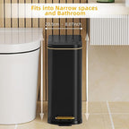 KdbK Bathroom Trash Can with Soft Close Lid, 15L/ 4 GallonRectangular Trash Can with Removable Wastebasket, Step Pedal, Slim Wastebasket for Bedroom, Home Office,B