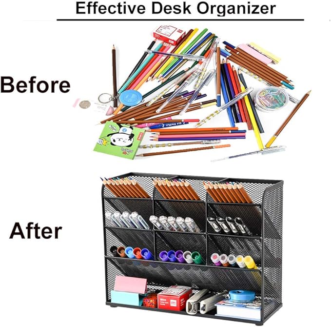 Marbrasse Mesh Desk Organizer, Multi-Functional Pen Holder, Desktop Stationary Organizer, Storage Rack for School Home Office Art Supplies (Mesh Pen Holder)