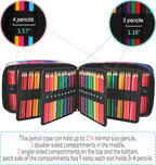 JAKAGO 274 Slots Colored Pencil Case Large Capacity Pen Holder for Artist Painter Zipper Organizer Bag for Marker Highlighter Storage Case for Office Sketch Travel Supplies(Fireworks)