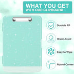 Sooez Glitter Clipboard with Storage, High Capacity Clip Boards 8.5x11 with Pen Holder, Cute Clipboards with Low Profile Clip, Sparkle Plastic Organizer Case Box for Women & Kids, Side Opening