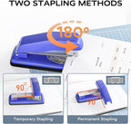 Marsrock Desktop Stapler, Swing-Arm Swivel Stapler, 50 Sheet Capacity, 2000 Staples and Staple Remover, Rotatable Heavy Duty Staplers for Office, Home, Classroom, Booklet, Book Binding, Blue