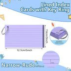 Ciphyfee Index Cards 3x5 Inch With Ring, 300 Count, Ruled Purple Index Card, 180GSM Flash Cards College Ruled for Students, Teachers, Study Note Card for Office, Home, School, Office
