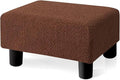 BRIAN & DANY Small Foot Stool Ottoman, Footstool with Legs, Teddy Velvet Foot Rest for Living Room, Bedroom and Office, Brown