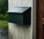 NACH Black Long Wall Mount Mailbox, Rust Resistant Metal Mailbox, Mailboxes for Outside Wall Mount, Outdoor Mailboxes, 15x3.5x7.5 inch, MB-6999BLK