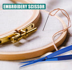 Cross Edge Spring Scissors 5 Inch straight Stainless Steel Precision Eyebrow & Eyelash Shaping & Trimming Scissor, Snips Squeeze, Embroidery & Knitting Micro Tip Craft (Blue)