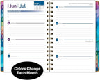 HARDCOVER 2026 Planner, 5.5"x8": 14 Months (November 2025 - December 2026), Daily Weekly Monthly Planner, Yearly Agenda, Bookmark, Pocket Folder and Sticky Note Set (Rainbow Petals)