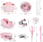 Gawsey Desk Organizers and Accessories Set with 360-Degree Rotating Pen Holder, Tape Dispenser, Stapler, Staple Remover, 1000 Staples, Tape, Clips Set, Ruler, Scissor, Pen