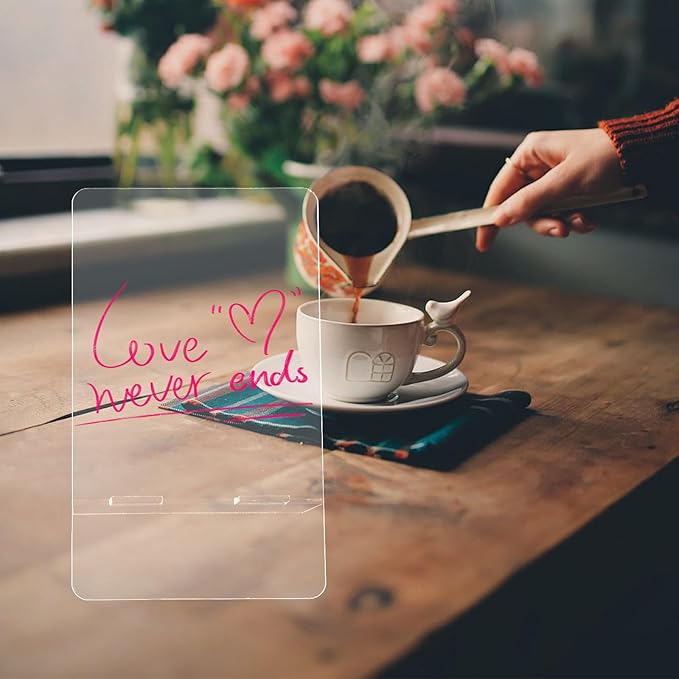 Generic 3pcs Acrylic Writing Memo Boards with Stand 9X15Cm Dry Erase Desktop Message Boards for Office and Student Use