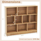 Tangkula 10-Cube Bookshelf, 47.5”L Floor Bookcase with 2 Anti-Tipping Kits, Freestanding Storage Organizer, 4-Tier Display Shelf for Home, Office & Dorms, Natural/White (Natural, 10-Cube)