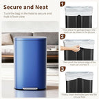 PayLessHere Stainless Steel Trash Can with Lid - Removable Inner Bucket, Foot Pedal Soft Close for Office, Home, Kitchen Garbage Bin (Deep Blue, 13 G)