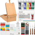 MEEDEN Acrylic Painting Set with Easel: 44 Pcs Art Supplies Painting Kit with Tabletop Box Easel for Adults - 24 Acrylic Paints, Paintbrushes, Canvas, Palettes & Accessories