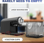 AFMAT PSX2 Electric Pencil Sharpener for Classroom, 6 Holes, Heavy Duty Pencil Sharpener for 6-11mm Pencils, Auto Stop, Save Pencils, School Teacher Must Have Pencil Sharpeners Plug in, Gray