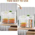 Marbrasse Desktop Literature Organizer, 12 Compartments Mesh Paper Organizer Desk Organizers, Adjustable File Sorter Mail Center Paper Storage Cabinet Classroom Mailbox for Office Home School, White
