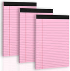 Roneky Pink Legal Pads 8.5 x 11 Wide Ruled Notepads, 3 Pack Note Pads 8.5 x 11 Lined Paper Pink Writing Pads 30 Sheets per Notepad Double-Side Printed Colored Legal Pads for Home, Office, School