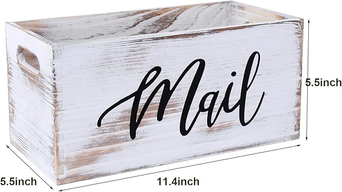 CFYACFY Mail Organizer Countertop Mail and Key Holder for Desk Mail Basket Letter Organizer Caddy Dorm Organizer Rustic Home Decor Mailbox White 5.5*5.5*11.4 Inch