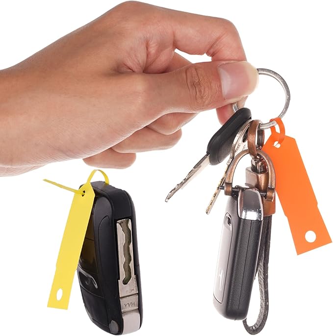 Self-Locking Arrow Key Tags - 1,000 Pcs (Orange) | 4 1/2" x 3/4" Plastic ID Tags with Writable Surface for Organized Key Management