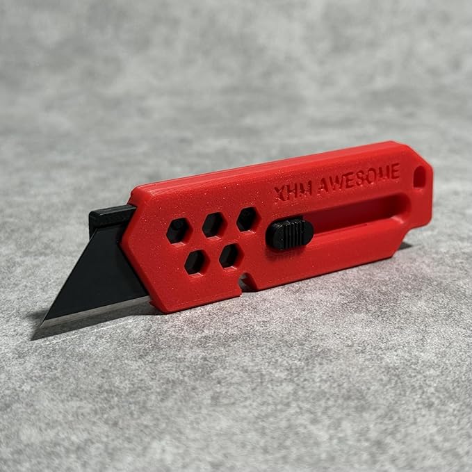 XHM Awesome Small Box Cutter Retractable Blade Ultility Knife, For Artwork, Cardboard Cutting, Package/Letter Opening, Home, Office & EDC Use, Pack of 3 (RED)