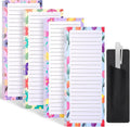 Thboxes 4 Pack Magnetic Note Pad for Fridge with Pen Holder, Totally 200 Sheets Grocery List Magnet Pad for Refrigerator Magnetic Shopping List Pad（Floral Design）
