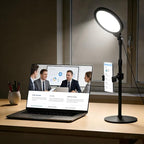 Desk Lamp for Home Office, Height-Adjustable Video Conferencing Light, Eye-Care LED Desk Light for Video Calls, Zoom Lighting for Computer, USB Charging, Ideal for Study, Work, Reading