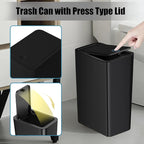 TIPGO Bathroom Trash Can with Lid, 10 Liter/ 2.6 Gallon Slim Garbage Can, Small Trash Bin Waste Basket with Pop-Up Lid for Kitchen, Bedroom, Living Room, Office (2 Pack, Black)