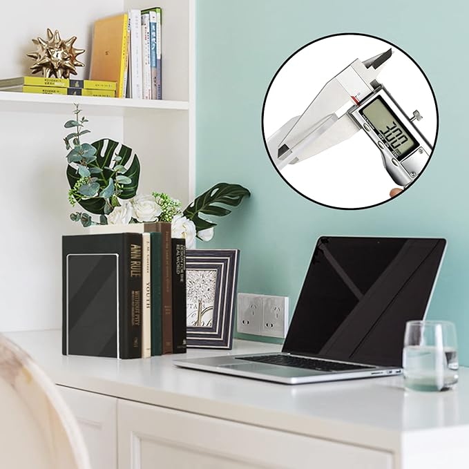 HappyHapi Acrylic Bookends for Shelves, 12 Pcs Clear Book Ends for Heavy Books, Decorative Book Holder for Home Library Office, 5 x 5 x 7.3 inch，6 Pair