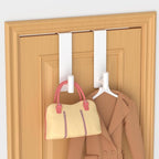 PMMASTO 2-Pack Over The Door Hooks - Rustproof Stainless Steel Door Hangers for 1-3/4 Inch Doors, Non-Marking and Tool-Free Easy Install (White, T Shape-Fits 1-3/4" Thick Door)