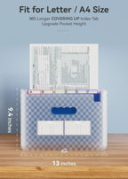 ABC life 26 Pockets Accordion File Organizer, Expanding File Folder, Portable Monthly Paper Bill Tax Receipt Organizer, Letter A4 Size Document Organizer with Labels - Blue