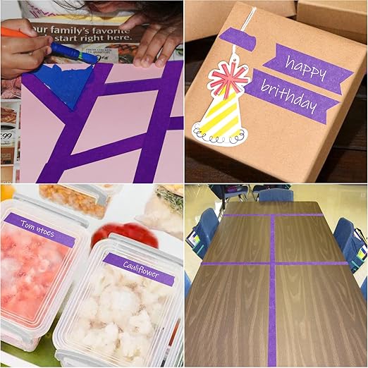 KIWIHUB Purple Painters Tape,1 inch x 60 Yards - Medium Adhesive Masking Tape for Painting,Labeling,DIY Crafting,Decoration and School Projects