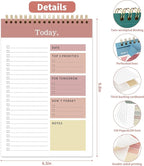 104 Pgs To Do List Notepad, 52 Undated Sheets Duplex-printed Daily Planner For Work Home School Office Desk Accessories Supplies & Goal Setting Tasks -Pink