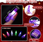 LovesTown 24PCS Christmas Party Favors Flashlights, Glow in The Dark Christmas Toys Bulk LED Light up Finger Lights for Party Decorations Goodie Bags Fillers Classroom Prizes