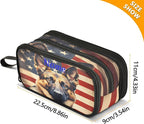 BOENLE Custom Dog German Shepherd Flag Pencil Case Box Boys Girls Personalized Name Large Pencil Pouch Stationery Pen Bag Organizer for Kids Adults School Office