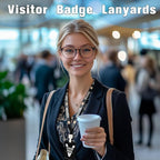 Visitor Badge Lanyards Volunteer Badge Holder with Clips (25 pcs) - Reusable Temporary ID Pass for Office, School, Events PVC Plastic Security Cards for Exhibition Guest by OSTENBIG (Black)