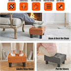 BRIAN & DANY Small Foot Stool, Leather Foot Stools with Legs, Stable Small Footstool for Living Room, Light Brown