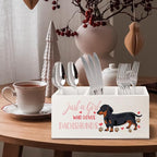 URLLUAE Dachshund Lover Gifts for Women Girls Wooden Pen Pencil Holder for Office Desk Accessories, Just a Girl Who Loves Dachshund Makeup Brush Toothbrush Holder Organizer for Bathroom