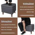 FAGAGA Storage Ottoman with Adjustable Cover, Soft Step Stool, Footrest and Seat, Ottoman Foot Rest for Living Room, Bedroom, Dorm, Light Gray
