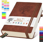 PERCUN B5 Lined Journal Notebook - 365 Page Large Leather Journals for Writing Women Men，Hardcover Notebook with 100Gsm Thick Pages，Daily Diary for Travel, Work，School，College Ruled (7.6" x 10.3")