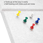 Large Cork Board Alternative 48" X 36" Bulletin Board - 12 Pack Removable Felt Wall Tiles with 30 pushpins, Large Cork Boards for Walls Cork Board for Office Pin Board Tack Board - Warm White