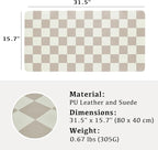 Ohocut Checkered Desk Mat, 31.5" x 15.7" Large Cute Beige Khaki Aesthetic Retro Accessories, PU Leather Computer Laptop Desk Mat Mouse Keyboard Pad, Desk Writing Makeup Mat for Vanity/Work/Home Decor