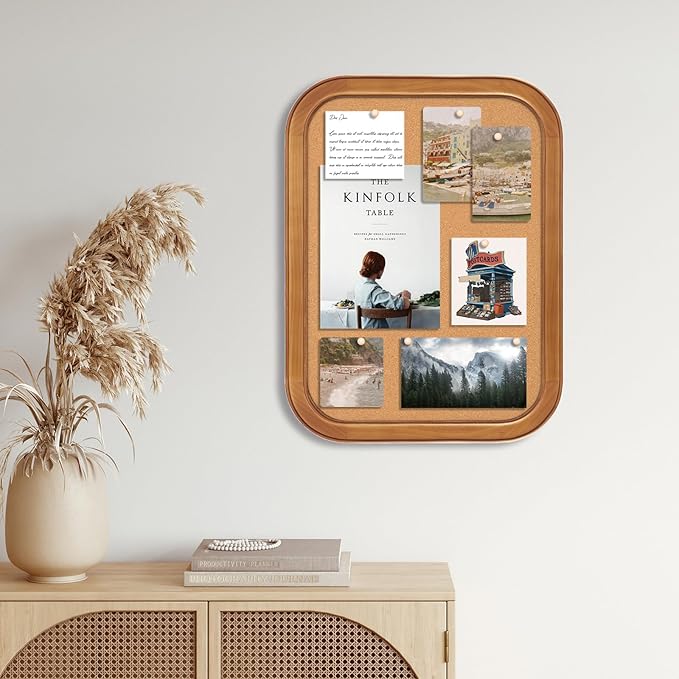 Aitakatta Cork Board for Walls, 23.6x17.7 inches Bulletin Board with Frame, Decorative Hanging Pin Board Vision Board Message Board for Office School Home Decor(4R,4560,1p)