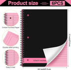 Resurhang 6 Pcs Legal Pad Top Spiral Bound Notebook 70 Sheets Double Sided College Ruled Paper Notepad Memo Steno Pad with Stiff Cover for Business College(8.5 x 11 Inches,3 Hole Punch,6 Colors)