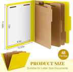 Skyygemm 48 Pcs Classification Folders Letter Size, 3 Divider Pressboard File Folder with Fasteners, Expanding File Organizer Bulk for School Teachers, Office Employee, Coworker, Staff (Yellow)