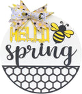 Wood front door sign Wood sign Home decor Welcome sign Sign for front door House warming gift Wedding gift (Spring Bee-UV010(NC) P002, 11" Width)