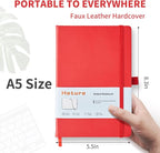 Heture Hardcover Notebooks, A5 Dotted Journal Notebook for Writing 160 Pages, 8.2 x 5.5 inch, Classic Dotted Notebooks for College/Work/Travel(Red 3 Pack)