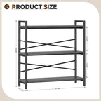 Book Shelf, 3 Tier Bookshelf 31.49" Width, Book Shelf Storage and Organization, Wooden and Metal Industrial Bookcase, Large Book Shelves for Home Living Room Bedroom Office Storage(Grey)